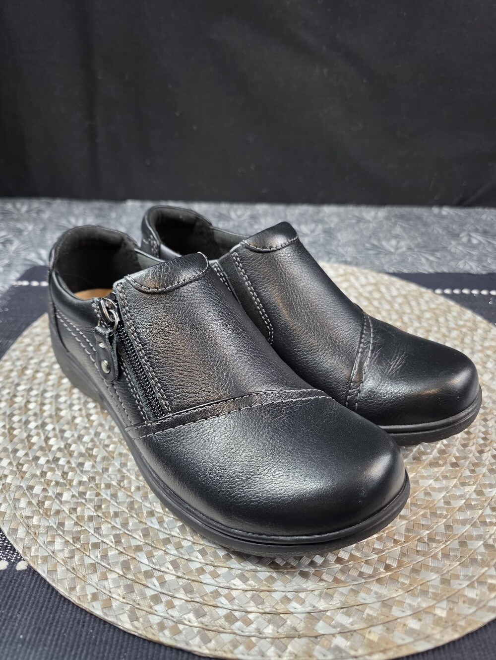 Clark's Carleigh Ray Women's Nubuck Slip On Black Shoes